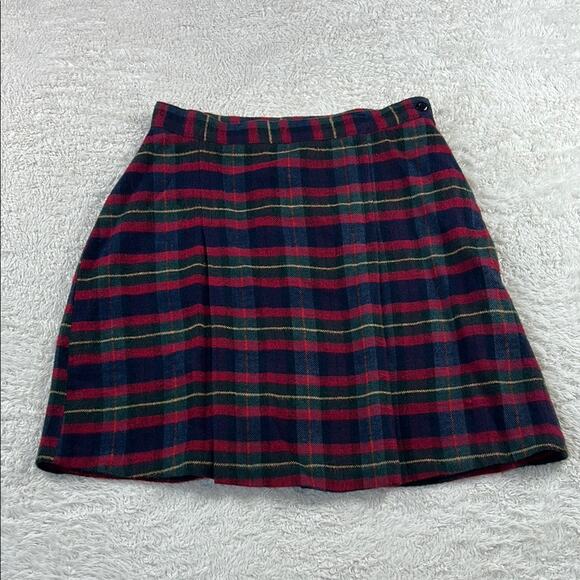 Vintage 90s J MacInnally's Red and green plaid pleated schoolgirl skirt, size 14 - Picture 1 of 6